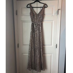 Taupe Sequin Bridesmaid Gown Angelina Faccenda